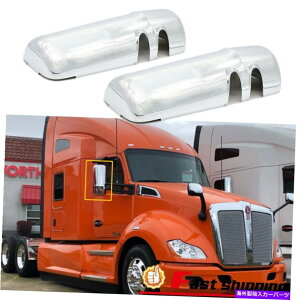 US~[ 2PCStBbgP[X13+ T680 T880+ETChNhA~[Jo[ 2PCS Fits Kenworth 13+ T680 T880 Left+Right Side Chrome Door Mirror Covers