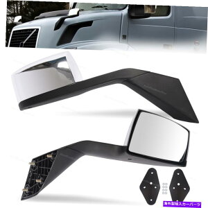 US�~���[ �y�A�N�����g���b�N�t�[�h�~���[���t���L�b�gRH��LH�t�B�b�g2006-2016�{���{VN VNL Pair Chrome Truck Hood Mirrors Mounting Kit RH& LH fits 2006-2016 Volvo Vn VNL