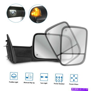 US~[ 2009-2018 Dodge RAM̏q̃p[M~[tTEMPZT[ Passenger Side Power Heated Tow Mirror w/ Temp Sensor For 2009-2018 Dodge Ram