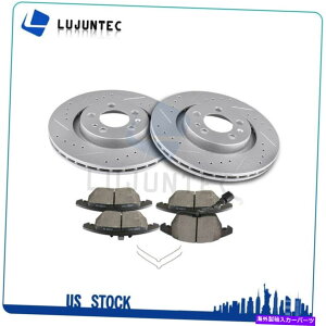 brake disc rotor 2005�N�̃Z���~�b�N�u���[�L�p�b�h�ƃ��[�^�[�t�����g�L�b�g�t�H���N�X���[�Q���W�F�b�^�h�������X���b�g Ceramic Brake Pads And Rotors Front Kit For 2005 Volkswagen Jetta Drilled & Slot�y���s�A