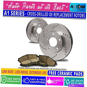 brake disc rotor itgLbgjv~ANXh - 2̃fBXNu[L[^[4Z~bNu[Lpbh (Front Kit) Premium Cross Drilled - 2 Disc Brake Rotors & 4 Ceramic Brake Pads