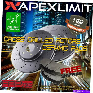 brake disc rotor �t�����g2�N���X�h�������[�^�[��4�̃Z���~�b�N�p�b�h�i2004-2008�jChrysler Pacifica Front 2 Cross Drilled Rotors & 4 Ceramic Pads for (2004-2008) Chrysler Pacifica