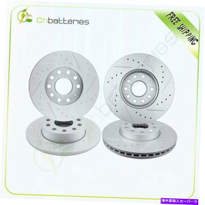 brake disc rotor tg +AhƃXbgtu[L[^[VWStWFb^Z_ETMɓK܂ Front + Rear Drilled And Slotted Brake Rotors Fits VW Golf Jetta Sedan Rabbit