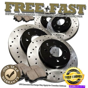 brake disc rotor H0252�t�����g+���A�u���b�N�h�����u���[�L���[�^�[�p�b�h1992�N�̃v�������[�h��VTEC H0252 FRONT+REAR BLACK Drill Brake Rotors Pads FOR 1992 1993 Prelude NON-VTEC