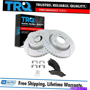 brake disc rotor TRQ�p�t�H�[�}���X�h�����X���b�g�f�B�X�N�u���[�L���[�^�[�|�W�Z���~�b�N�p�b�h�t�����g�Z�b�g TRQ Performance Drilled Slotted Disc Brake Rotor Posi Ceramic Pad Front Set