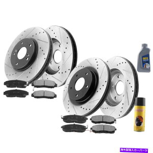 brake disc rotor Acura TSX Honda Accord Coupe 3.0L H06�p�̃t�����g�����A�X���b�g�u���[�L���[�^�[ +�p�b�h Front & Rear Slotted Brake Rotor + Pad For Acura TSX Honda Accord Coupe 3.0L H06�y���s�A���i�z