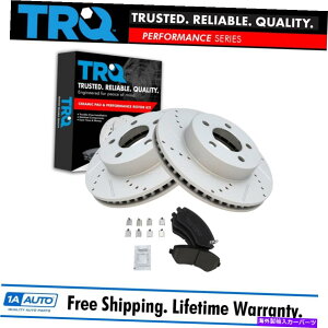 brake disc rotor TRQ�p�t�H�[�}���X�h�����X���b�g�X���b�g�u���[�L���[�^�[��POSI�Z���~�b�N�p�b�h�t�����g�Z�b�g TRQ Performance Drilled Slotted Brake Rotor & Posi Ceramic Pad Front Set