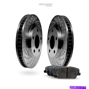 brake disc rotor 2006�N����2010�N�̃��N�T�XIS250�̃t�����g�u���b�N�h�����u���[�L�f�B�X�N�ƃZ���~�b�N�u���[�L�p�b�h Front Black Drilled Brake Disc and Ceramic Brake Pads For 2006-2010 Lexus IS250�y���s�A���i