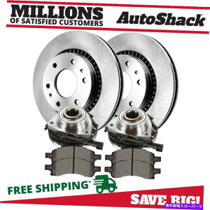 brake disc rotor �t�����g�u���[�L���[�^�[�n�u�x�A�����OGMC�G���{�C�T�[�u9-7x 5.3L�p�̃��^���b�N�p�b�h�o���h�� Front Brake Rotors Hub Bearings Metallic Pad Bundle for GMC Envoy Saab 9-7x 5.3L