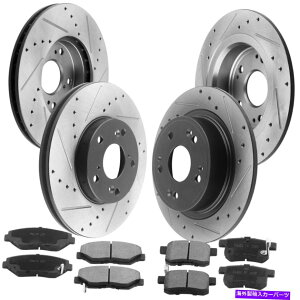 brake disc rotor 282mm�t�����g�����A�h�����u���[�L���[�^�[ + 2011�N�̃u���[�L�p�b�h2012�N�z���_�A�R�[�hP2 282mm Front & Rear Drill Brake Rotors + Brake Pads for 2011 2012 Honda Accord P2�y���s�A���i�z