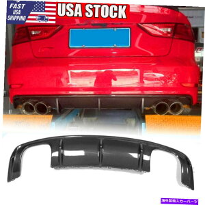 CO GAp[c AEfBS3 A3XCZ_13-16J[{t@Co[Aop[fBt[U[bvX|C[ Fits Audi S3 A3 Sline Sedan 13-16 Carbon Fiber Rear Bumper Diffuser Lip Spoiler