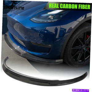 CO GAp[c eXfyX|[c[eBeB2019-2021tgop[bvX|C[AJ[{ Fits Tesla Model Y Sport Utility 2019-2021 Front Bumper Lip Spoiler Real Carbon