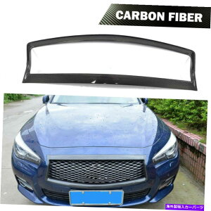 CO GAp[c 2014-2017CtBjeBQ50tgOOt[I[o[CJo[J[{t@Co[ Fits 2014-2017 Infiniti Q50 Front Grille Grill Frame Overlay Cover Carbon Fiber