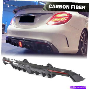 CO GAp[c ZfXxcW205 C43 C63AMGɍ킹CgtBbgtJ[{t@Co[Aop[fBt[U[ Carbon Fiber Rear Bumper Diffuser W/ Light Fit For Mercedes Benz W205 C43 C63AM