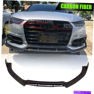 CO GAp[c AEfBA6 S-CS6Z_16-19ɓK{̃J[{t@Co[tgop[bvX|C[tBbg Real Carbon Fiber Front Bumper Lip Spoiler Fit For AUDI A6 S-LINE S6 Sedan 1