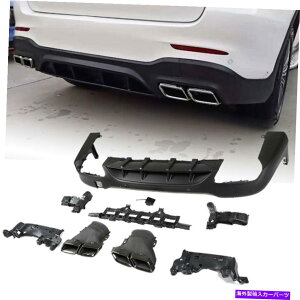 CO GAp[c xcx253X|[cGLC43 AMG 15-19ɓKGL][XgqgtAop[fBt[U[bvtbv Rear Bumper Diffuser Lip W/Exhaust Tips Fit for Benz X253 Sport GLC43 AMG 1