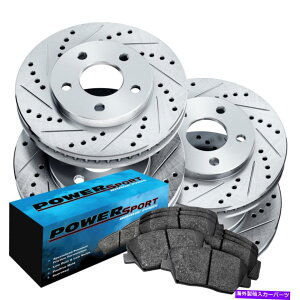 brake disc rotor �u���[�L���[�^�[[�t�����g +���A�L�b�g] PowerSport *�h�����X���b�g * +���^���b�N�p�b�hM147 Brake Rotors [FRONT+REAR KIT] POWERSPORT *DRILLED SLOTTED* + METALLIC PADS M147�y���s�A���i�z