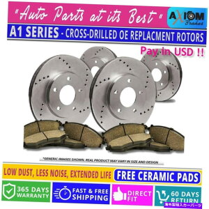 brake disc rotor iOLbgjv~ANX@-4fBXNu[L[^[-8Z~bNu[Lpbh (Front-Rear Kit)Premium Cross Drilled-4 Disc Brake Rotors - 8 Ceramic Brake Pads