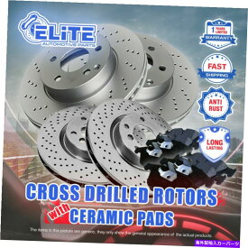 brake disc rotor フロント+リア4ドリルローターと8セラミックパッド（2006-2011）Kia Rio 1.6L R/DISC Front+Rear 4 Drilled Rotors & 8 Ceramic Pads for (2006-2011) Kia Rio 1.6L r/disc