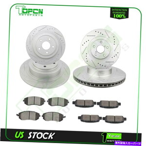 brake disc rotor Subaru Baja 2003-2006�p�̃t�����g����у��A�Z���~�b�N�u���[�L�p�b�h�ƃ��[�^�[�X���b�g Front and Rear Ceramic Brake Pads & Rotors Slot For Subaru Baja 2003 - 2006�y���s�A���i�z