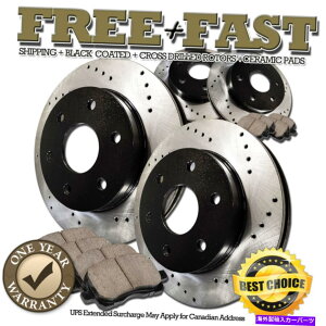 brake disc rotor H1010�t�����g+���A�u���b�N�h�����u���[�L���[�^�[�p�b�h2005 2005���Y�͑� H1010 FRONT+REAR BLACK Drill Brake Rotors Pads FOR 2004 2005 NISSAN ARMADA�y���s�A���i�z