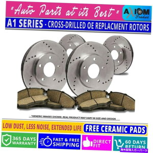 brake disc rotor [�t�����g +���A�L�b�g]�v���~�A���N���X�h�����h - 4�f�B�X�N�u���[�L���[�^�[ + 8�Z���~�b�N�u���[�L�p�b�h [Front+Rear Kit]Premium Cross Drilled-4 Disc Brake Rotors + 8 Ceramic Brake Pads�y���s