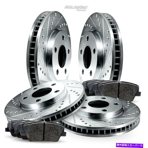 brake disc rotor �t�B�b�g1991-1996�g���^�v���r�A�t�����g���A�h�����X���b�g�u���[�L���[�^�[+�Z���~�b�N�p�b�h Fit 1991-1996 Toyota Previa Front Rear Drill Slot Brake Rotors+Ceramic Pads
