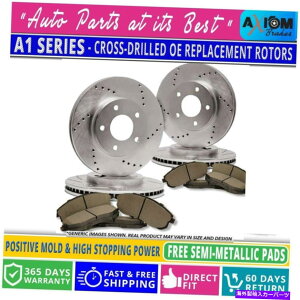 brake disc rotor [tg +ALbg]v~ANXhh - 4fBXNu[L[^[+8Z~bgBu[Lpbh [Front+Rear Kit]Premium Cross Drilled-4 Disc Brake Rotors +8 Semi-Met. Brake Pad