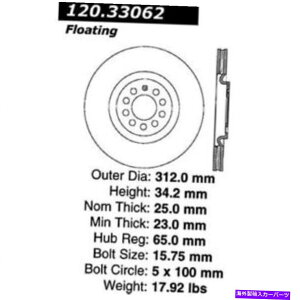 brake disc rotor STOPTECH 128.33062R SPORT SPORT CROSS DRILLILD BRAKE ROTOR for 16-18 Audi A1 StopTech 128.33062R Sport Cross Drilled Brake Rotor For 16-18 Audi A1�y���s�A���i�z