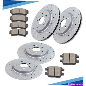brake disc rotor Ford Fusion Mazda 6 Lincoln MKZ Mercury�p�̃t�����g���A�X���b�g���[�^�[�u���[�L�p�b�h Front Rear Slotted Rotors Brake Pads for Ford Fusion Mazda 6 Lincoln MKZ Mercury�y���s�A���i�z