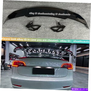 CO GAp[c 2017-2022eXf3OXubNgNX|C[AEBObvGTX^C For 2017-2022 Tesla Model 3 Gloss Black Trunk Spoiler Rear Wing Lip GT Style