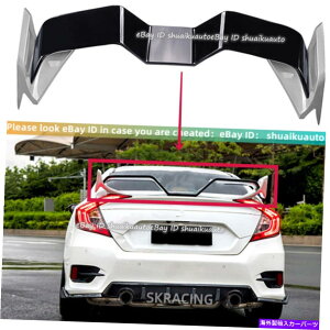 �C�O�� �G�A���p�[�c �z���_�V�r�b�N2016-2020�V���o�[+�u���b�N���A�X�|�C���[�K���E�B���O�e�[���E�B���O1x For Honda Civic 10Th 2016-2020 Silver+Black Rear Spoiler Gull Wing Tail Wing 1X�y���s�A���i�z