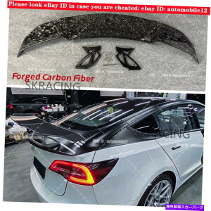 CO GAp[c 2017-2022eXf3̂߂ɒbJ[{t@Co[AgNEBOX|C[tBbg Forged Carbon Fiber Rear Trunk Wing Spoiler Fits For 2017-2022 Tesla Model 3
