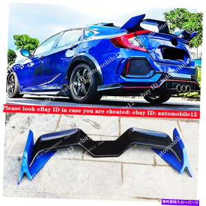 �C�O�� �G�A���p�[�c 2016-2020 Honda Civic 10th Black+Blue Outer Rear Spoiler Gull Wing Flap For 2016-2020 Honda Civic 10th Black+Blue Outer Rear Rear Spoiler Gull Wing Flap�y���s�A���i�z