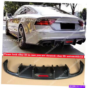 CO GAp[c AEfBA7 SCS7 16-18AJ[{t@Co[Aop[fBt[U[bv{fBLbgɓK Fits Audi A7 S Line S7 16-18 Real Carbon Fiber Rear Bumper Diffuser Lip Bodykits
