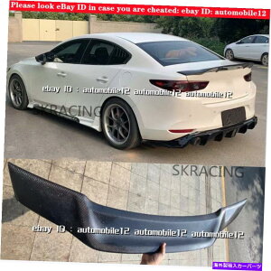 CO GAp[c 2019-2021}c_3 4DRZ_̂߂̖{̃J[{t@Co[AgNX|C[EBObv Real Carbon fiber Rear Trunk Spoiler Wing Lip For 2019-2021 Mazda 3 4dr Sedan