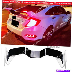 �C�O�� �G�A���p�[�c 2016-2019 2020�z���_�V�r�b�N�z���C�g+�u���b�N���A�X�|�C���[�e�[���g�����N�K���E�B���O�ɓK���Ă��܂� Fit For 2016-2019 2020 Honda Civic White+Black Rear Spoiler Tail Trunk Gull Wing�y