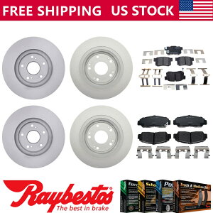 brake disc rotor Honda Accord 2006�t�����g���A�R�[�e�B���O�u���[�L���[�^�[�ƃZ���~�b�N�p�b�h - ���C�x�X�g Fit Honda Accord 2006 Front Rear Coated Brake Rotors & Ceramic Pads - Raybestos�y���s�A���i�z