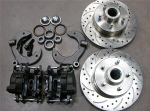 brake disc rotor �}�X�^���OII 2�t�����g11 �h�������[�^�[�A�b�v�O���[�h�f�B�X�N�u���[�L�L�b�g�V�{���[�X�s���h���Ȃ� Mustang II 2 Front 11 Drilled Rotor Upgrade Disc Brake Kit Chevy No Spindle�y���s�A���i�z