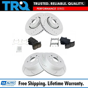 brake disc rotor TRQ�t�����g���A�Z���~�b�N�u���[�L�p�b�h�p�t�H�[�}���X�h�����h���b�g���[�^�[ TRQ Front Rear Posi Ceramic Brake Pad Performance Drilled Slotted Rotor