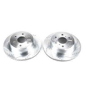 brake disc rotor p[Xgbv - GXJ[hp̃AhAXbgAbLu[L[^[yA Power Stop - Rear Drilled, Slotted and Zinc Plated Brake Rotor Pair for Escalade