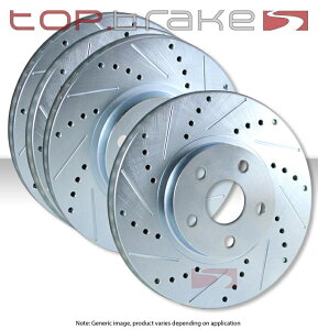 brake disc rotor �t�����g +���A�Z�b�g�p�t�H�[�}���X�N���X�h�����X���b�g�X���b�g�u���[�L�f�B�X�N���[�^�[TBS35353 FRONT + REAR SET Performance Cross Drilled Slotted Brake Disc Rotors TBS35353�y���s�A���i�z