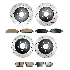 brake disc rotor 2005N2006N2018Ñ_bW[dAWD V6܂5.7L V8F + Ru[L[^[ƃpbh F + R Brake Rotors and Pads for 2005 2006- 2018 Dodge Charger AWD V6 or 5.7L V8