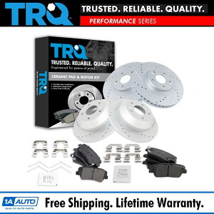 brake disc rotor TRQ�t�����g���A�|�[�V�Z���~�b�N�u���[�L�p�b�h�ƃT���^�t�F�X�|�[�c�p�p�t�H�[�}���X���[�^�[�L�b�g TRQ Front Rear Posi Ceramic Brake Pad & Performance Rotor Kit for Santa Fe Sport