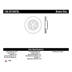 brake disc rotor StopTech 126.33124CSLX|[c10-12̃AEfBS4̃NCIu[L[^[Xbg StopTech 126.33124CSL Sport Slotted Cryo Brake Rotor For 10-12 Audi S4