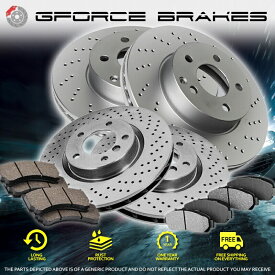 brake disc rotor 2006年から2011年のフロント+リアドリルローターとセラミックパッドアウディA6 Quattro 3.2L/3.0L Front+Rear Drilled Rotors & Ceramic Pads for 2006-2011 Audi A6 Quattro 3.2L/3.0L