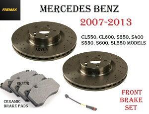 brake disc rotor ZfXp̃u[LpbhƃZT[Zbgttgu[L[^[W221 W216 W230 Front Brake Rotors With Brake Pads & Sensor SET For Mercedes W221 W216 W230