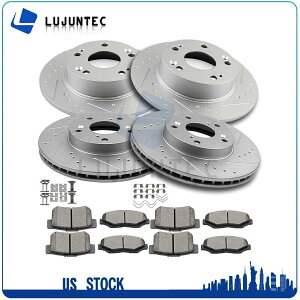 brake disc rotor 03-07z_AR[h̃tgAu[L[^[ƃZ~bNpbhn[hEFA\bh Front & Rear Brake Rotors & Ceramic Pads Hardware Solid For 03-07 Honda Accord