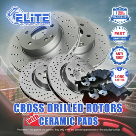 brake disc rotor 2003-05メルセデスC240 4WDワゴンw/ f-300mm R-290mm用のF+Rドリルローターとパッド F+R Drilled Rotors & Pads for 2003-05 Mercedes C240 4WD Wagon w/ F-300mm R-290mm