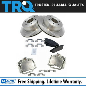brake disc rotor TRQA^bNu[Lpbh[^[Lp[LbgGXJ[hVo[h^zp TRQ Rear Metallic Brake Pad Rotor & Caliper Kit for Escalade Silverado Tahoe